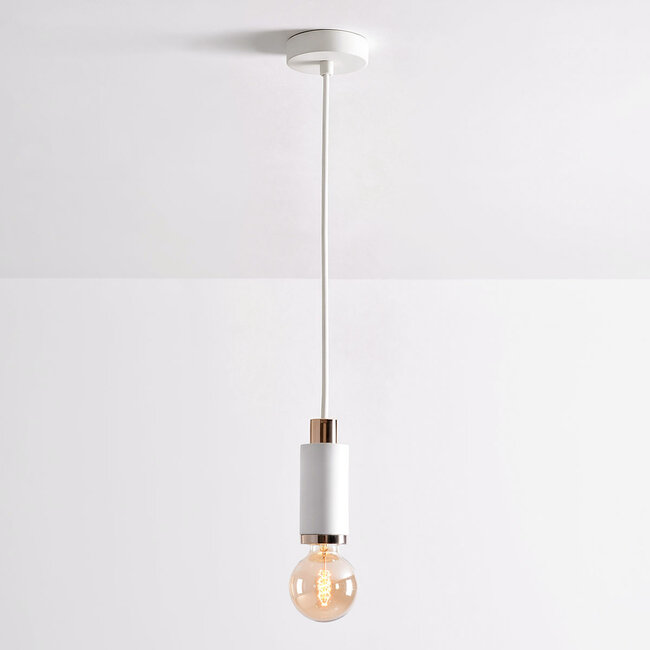 Lampada a sospensione di design Vienna - cemento bianco con decorazione oro rosa