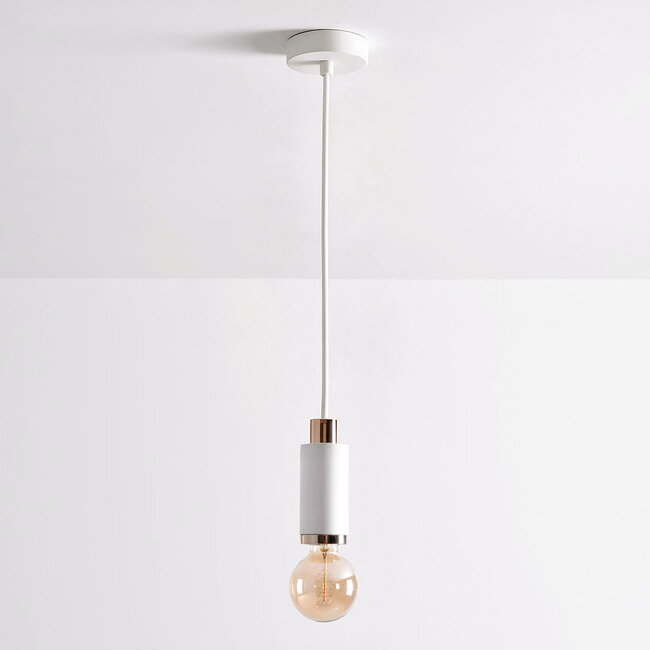 Lampada a sospensione di design Vienna - cemento bianco con decorazione oro rosa