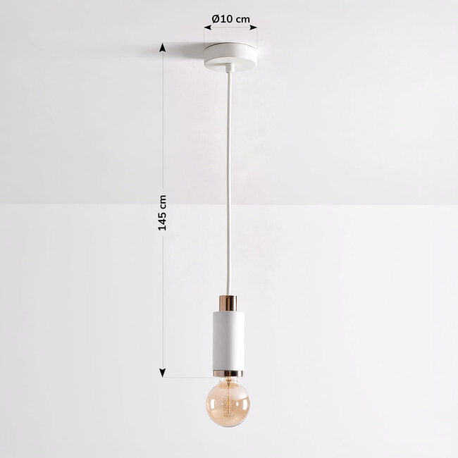 Lampada a sospensione di design Vienna - cemento bianco con decorazione oro rosa