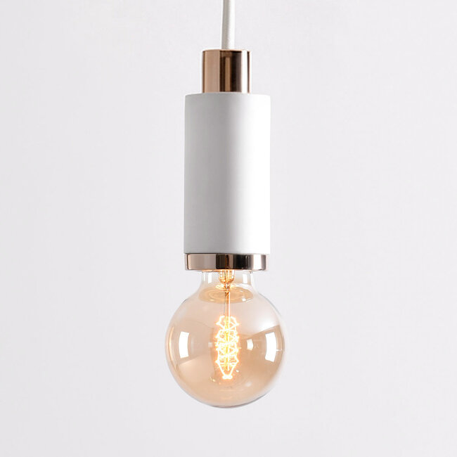 Lampada a sospensione di design Vienna - cemento bianco con decorazione oro rosa