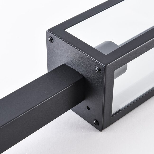 Lampada da esterno industriale nera in acciaio inox Alessio con vetro - 80 cm