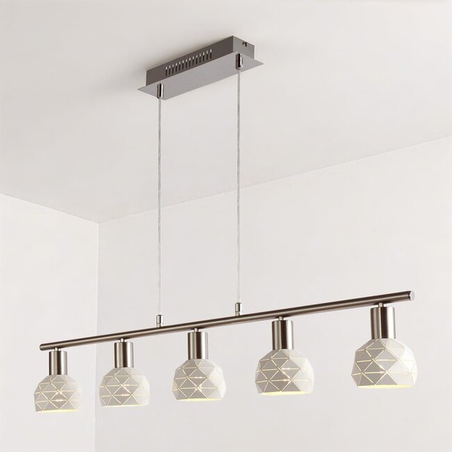 Moderne hanglamp Alabaster 5-lichts in wit