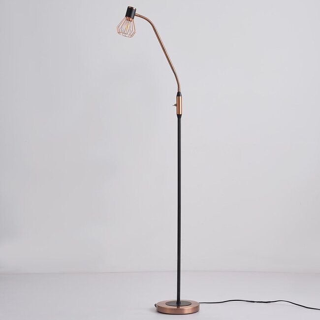Lampada da terra industriale Allison, rame con nero opaco