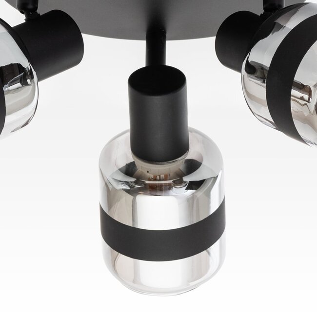 Faretto da soffitto industriale Adira a 3 luci in vetro fumé