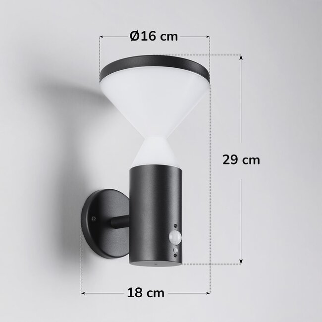 Moderna applique solare da esterno nera con sensore - Chandler