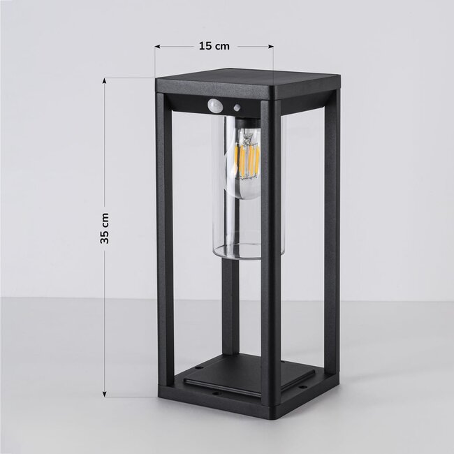 Lampada da terra per esterni solare Illumina con sensore - nero