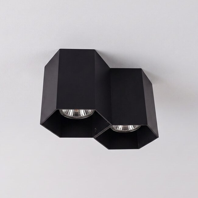 Faretto a superficie di design nero a 2 punti luce Ira
