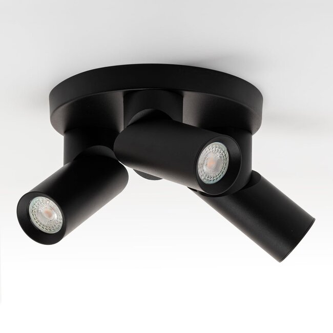 Plafoniera industriale a 3 punti luce Gil - nero