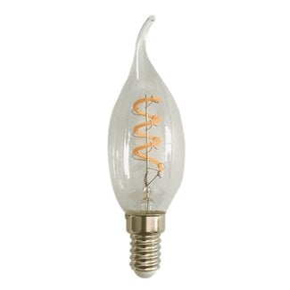 Lampadina LED a candela colpo di vento a filamento E14 dimmerabile trasparente 4 watt