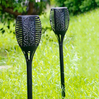 Fiaccola solare decorativa nera Cleo - Set di 2