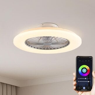 Ventilatore da soffitto smart bianco caldo con WiFi e funzione RGB - Mira