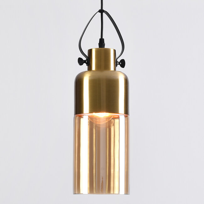 Lampada a sospensione Laure - sfera allungata in vetro ambrato art-deco