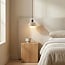 Lampada a sospensione Vara - travertino (pietra naturale), legno e vetro bianco latte