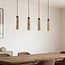 Lampada a sospensione a 4 luci Oreno - travertino (pietra naturale) e legno, lampadina inclusa