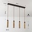 Lampada a sospensione a 4 luci Oreno - travertino (pietra naturale) e legno, lampadina inclusa