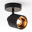 Faretto da soffitto moderno a 1 punto luce Faya - nero con paralume in tessuto