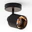 Faretto da soffitto moderno a 1 punto luce Faya - nero con paralume in tessuto