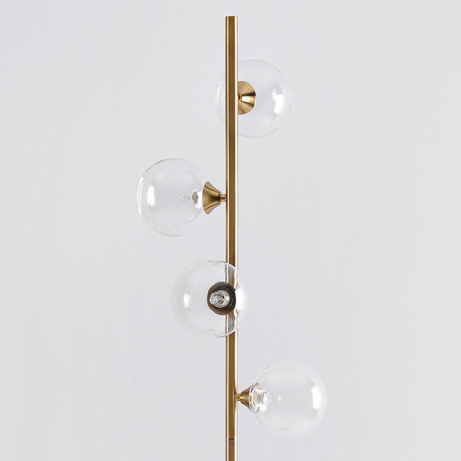 Lampada da terra Pippa a 4 luci in oro con vetro trasparente