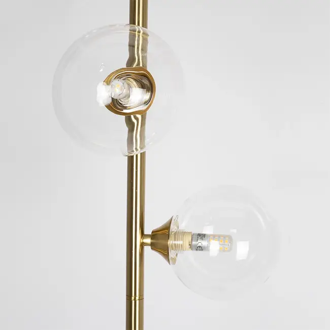 Lampada da terra Pippa a 4 luci in oro con vetro trasparente