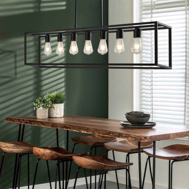 Seconda scelta: Lampada a sospensione industriale a gabbia Zagreb con 7 punti luce in nero