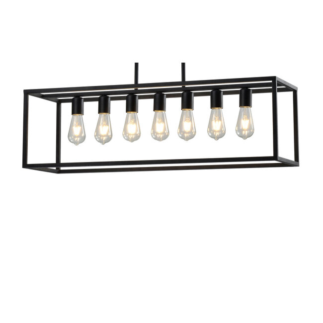 Seconda scelta: Lampada a sospensione industriale a gabbia Zagreb con 7 punti luce in nero