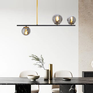 Lampada a sospensione di design Danny a 3 luci con sfere di vetro