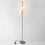 Lampada da terra di design Tyson a 5 punti luce in oro con vetro bianco latte