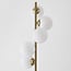 Lampada da terra di design Tyson a 5 punti luce in oro con vetro bianco latte
