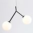 Lampada a sospensione asimmetrica Dexter a 2 punti luce con sfere di vetro