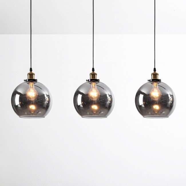 Lampada a sospensione a 3 luci Katie - vetro fumé