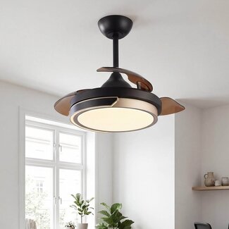 Ventilatore da soffitto Vento con LED integrato e telecomando - nero con marrone
