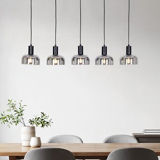 Lampada a sospensione a 5 luci Cinza - vetro fumé con effetto specchio
