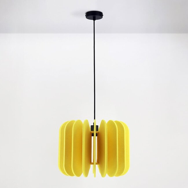 Lampada a sospensione Benthe in feltro PET giallo