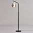 Lampada da terra di design Kuld in nero con bronzo e vetro fumé