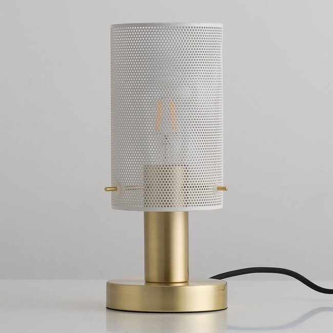 Lampada da tavolo di design Mreza in oro con perforazioni