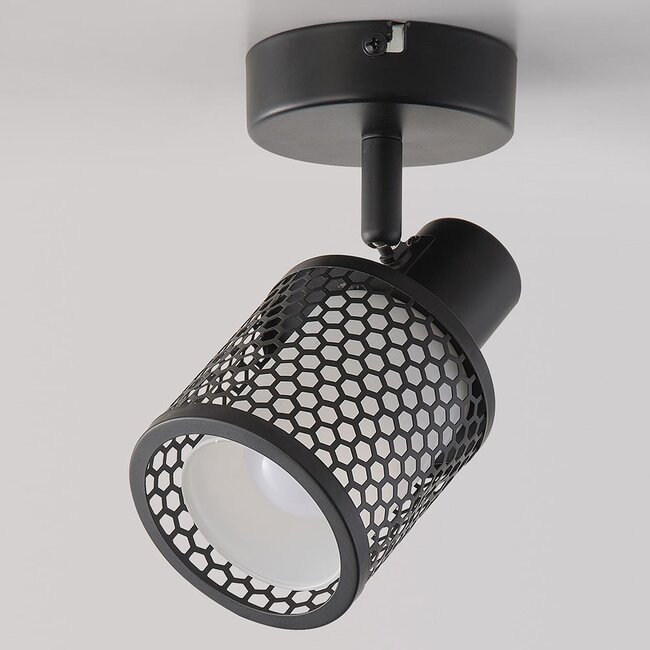 Plafoniera a 1 luce Fori - nera con design a nido d'ape