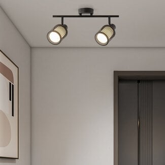 Plafoniera a 2 luci Buchi - nero con design a nido d'ape