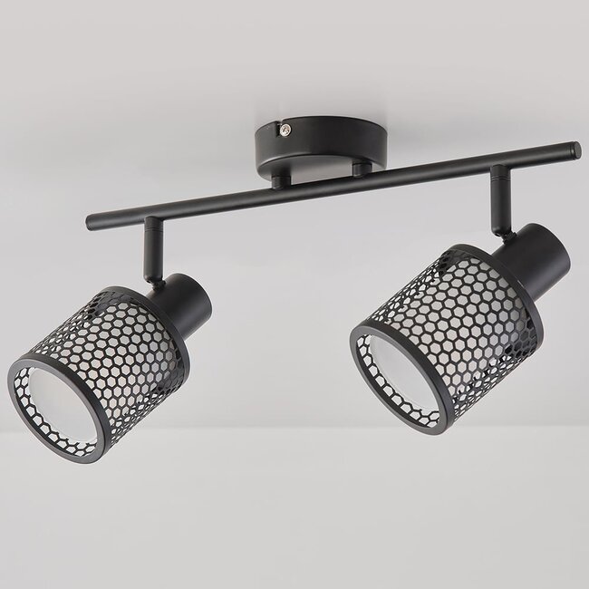Plafoniera a 2 luci Buchi - nero con design a nido d'ape
