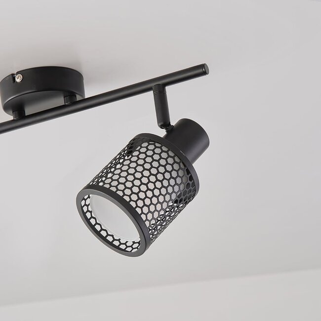Plafoniera a 2 luci Buchi - nero con design a nido d'ape