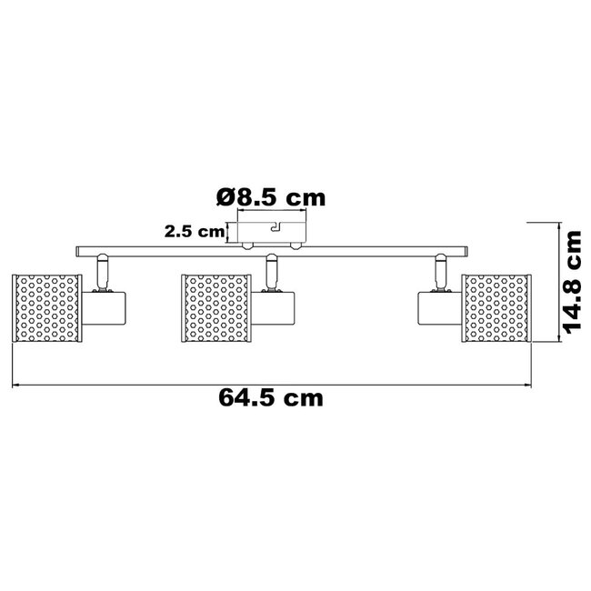 Plafoniera a 3 luci Buche - nero con design a nido d'ape