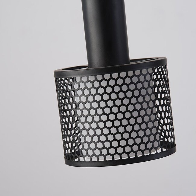 Lampada a sospensione a 5 luci Fosco - nero opaco con design a nido d'ape