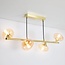 Lampada a sospensione a 4 luci Soikea - oro con sfere in vetro ambrato
