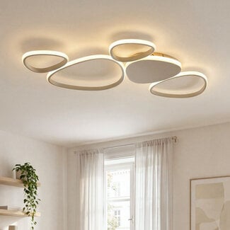Plafoniera di design Zinara con LED integrato, dimmerabile in 3 livelli in beige sabbia