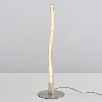 Lampada da tavolo minimalista Vinti in nichel satinato con LED integrati