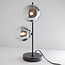 Lampada da tavolo a 2 luci Ethan - nero e vetro fumé con effetto specchio