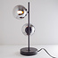 Lampada da tavolo a 2 luci Ethan - nero e vetro fumé con effetto specchio