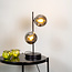 Lampada da tavolo a 2 luci Ethan - nero e vetro fumé con effetto specchio