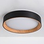 Plafoniera LED Larios, dimmerabile in 3 livelli Ø39 cm - nero con dettagli in legno