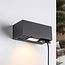 Applique da esterno Fora con LED, 2 prese di corrente e interruttore crepuscolare in nero