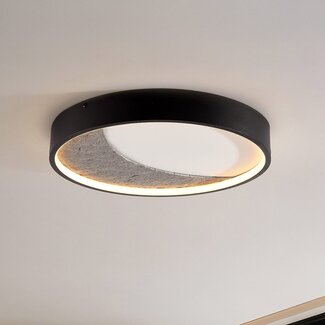 Plafoniera Cercul Ø40 cm con effetto pietra nero, grigio e bianco e dimmerabile in 3 livelli